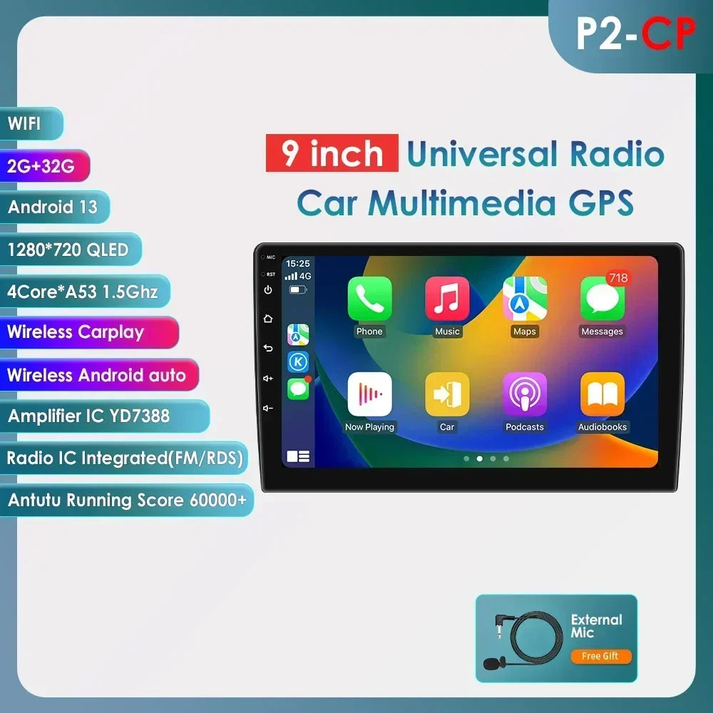 Hizpo Universal Car Radio 2Din 9" 10" 10.33" Android Auto Multimedia GPS CarPlay For Toyota Volkswagen Hyundai Kia Nissan Honda