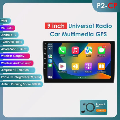Hizpo Universal Car Radio 2Din 9" 10" 10.33" Android Auto Multimedia GPS CarPlay For Toyota Volkswagen Hyundai Kia Nissan Honda