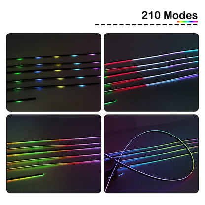 18 In 1 Full Color Streamer Car Ambient Lights RGB 64 Color Universal LED Interior Hidden Acrylic Strip Symphony Atmosphere Lamp