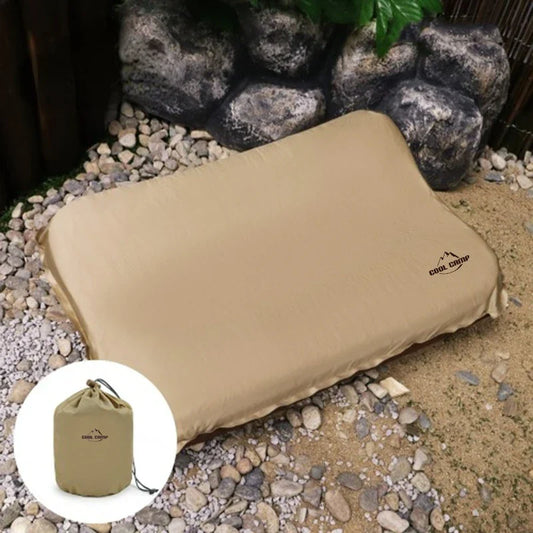 Portable Outdoor Automatic Inflatable Sponge Air Pillows Camping Sleep Cushion Travel Hiking Beach Car Plane Head Rest  Gears