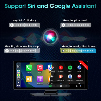 "10.26'' Android Auto/Apple Carplay Touch Screen - AUX USB Bluetooth Car Radio with Split View & Steering Wheel Control"