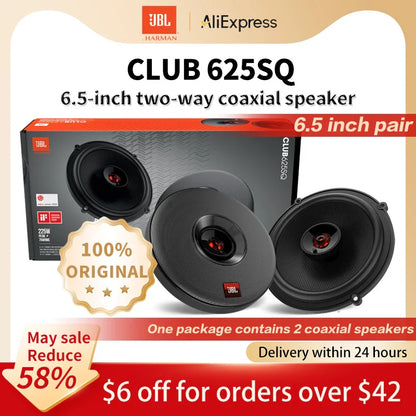 JBL Car Audio Speaker 6.5-inch CLUB 625SQ Coaxial Speaker Treble Subwoofer Full Band Stereo Surround Speaker