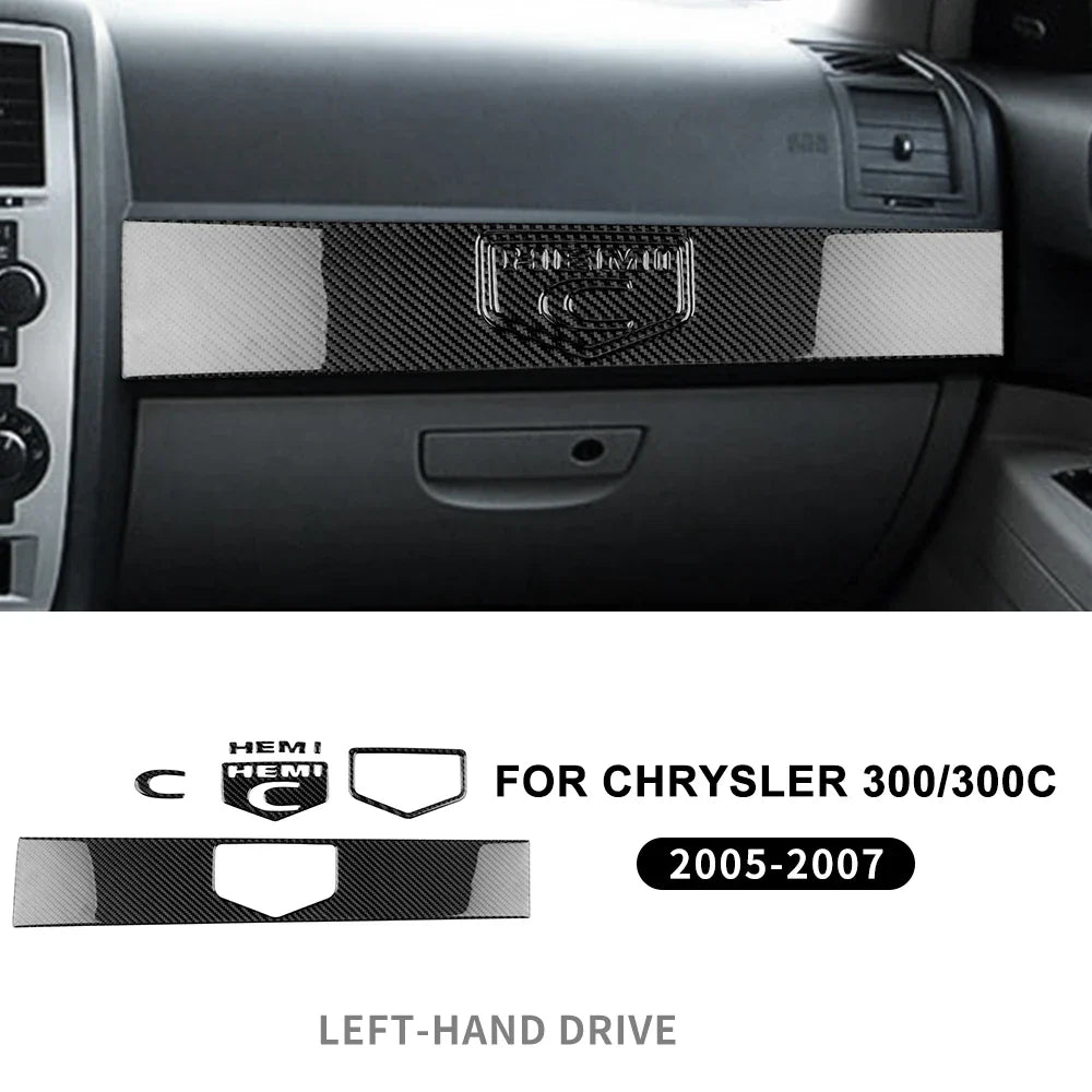 Real Soft Carbon Fiber Sticker For Chrysler 300 300C 2005 2006 2007 LHD Car Passenger Decor Interior Trim Accessories