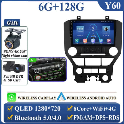 Android 14 Carplay FOR FORD Mustang S550 2014-2021 Multimedia Car Player Navigation Screen GPS Radio No 2 Din Stereo Head Unit