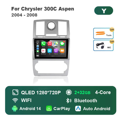 for Chrysler 300C Aspen 2004 - 2008 HD Touch Screen WiFi Android 14 Car Video Multimedia Player Navigation GPS 4G BT Head Unit