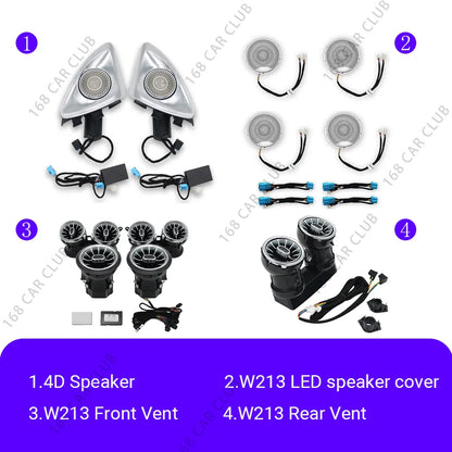 LED Air Vents 3D/4D Rotate Tweeter Speaker For Mercedes Benz W213 W238 E53 E63 E-Coupe Car 64 Colours Lnterior Decorative Lights
