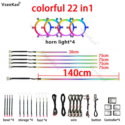EightFox Official Store Car Ambient Lights18in1 Automobileatmosphere lamp acrylic light decorativecar atmosphere light