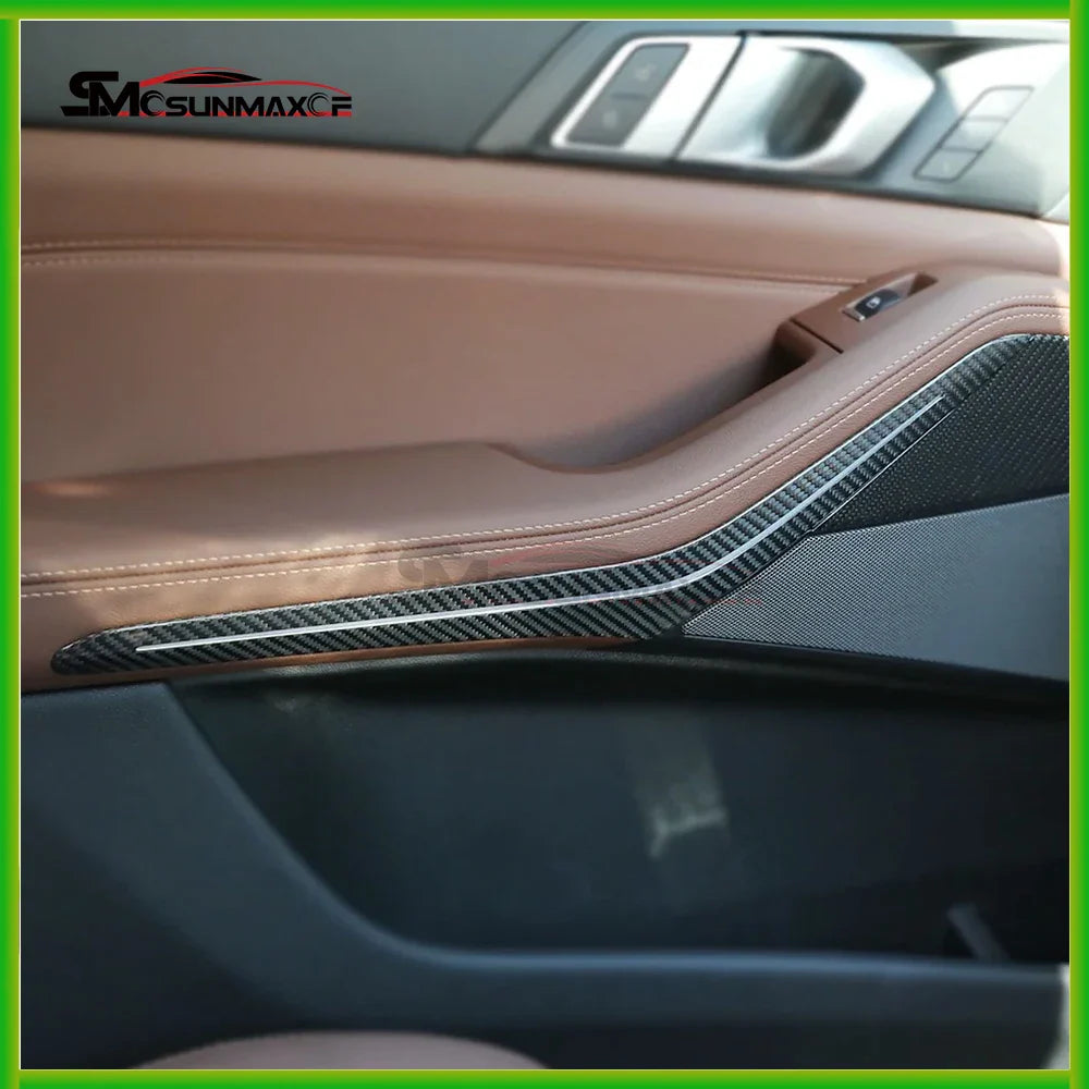 For BMW X5 G05 X5M F95 X7 G07 2020-2025 Car Interior Carbon Fiber Door Armrest Ambient Light Frame Decoration Stickers