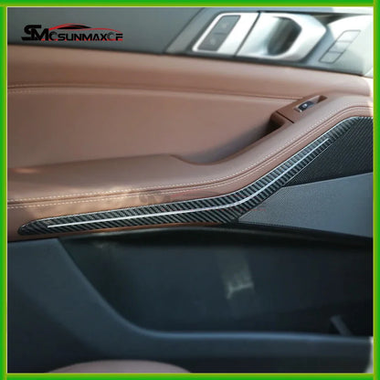 For BMW X5 G05 X5M F95 X7 G07 2020-2025 Car Interior Carbon Fiber Door Armrest Ambient Light Frame Decoration Stickers