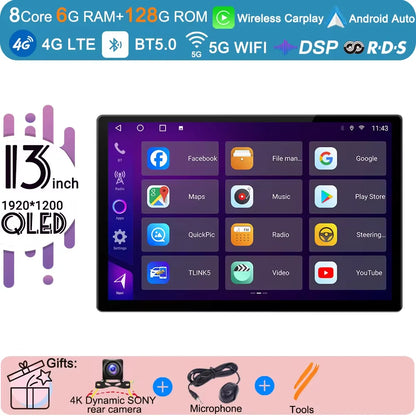 13.3 inch Android 14 Carplay Auto For Jeep Wrangler 3 JK 2011 2012 2013 2018 Car Radio Player Multimedia srereo Navigation BT