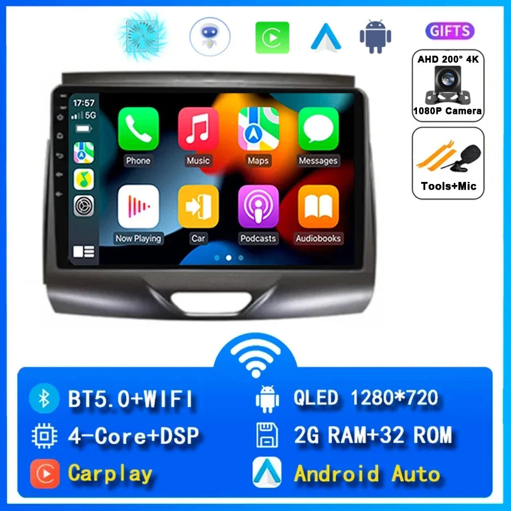 Android 15 Car Radio Stereo QLED Screen For Ford Ranger 2015 2016 2017 2018 2019 2020 GPS Multimedia Carplay Autoradio Head unit