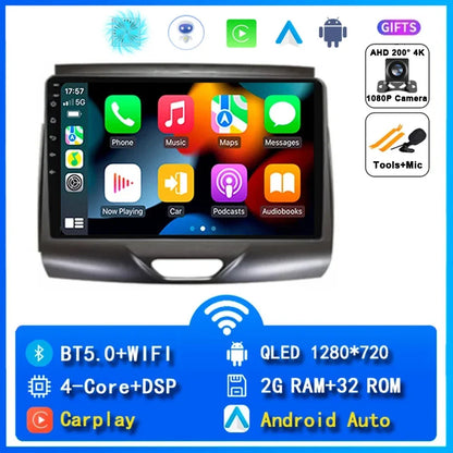 Android 15 Car Radio Stereo QLED Screen For Ford Ranger 2015 2016 2017 2018 2019 2020 GPS Multimedia Carplay Autoradio Head unit