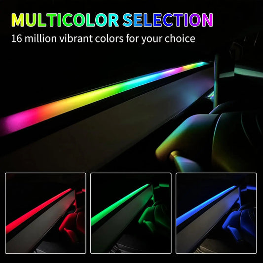 19 in 1 Car Interior Symphony Ambient Light Kit For Tesla Model 3 2019-2020 Acrylic Guide Fiber Strip Decoration Atmosphere Lamp