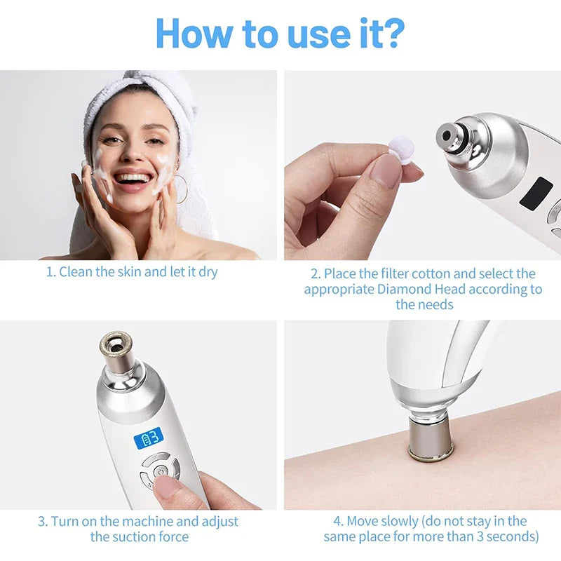 Microdermabrasion Machine 9pcs Diamond Dermabrasion Head, Suction Facial Device with  5 Levels for Skin Care Salon Home Use
