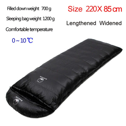 Size 220X85cm Lengthening And Widening Suitable For Tall People Good Quality White Goose Down Thermal Sleeping Bags Camping