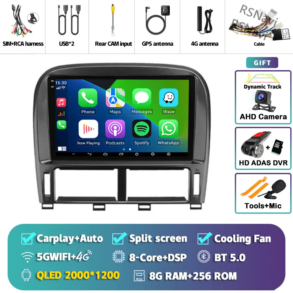 Android 14 Carplay Auto Car Radio Multimedia Player For Lexus LS430 XF30 LS 430 2000 - 2006 DSP Autoradio Stereo 2din Head Unit