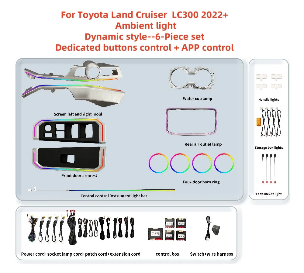 For Toyota Land Cruiser LC300 2022+ Ambient light car interior lighting upgrade Car accessories 1:1 mold Glowing cover plate new