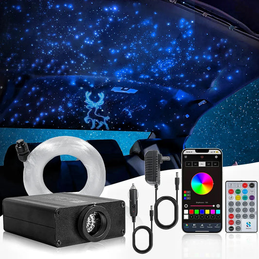 16W Car Roof Starlight Headliner Light Kit For Tesla Car Home APP Remote Controll Starry Sky RGBW Fiber Optic Ceiling Star Light