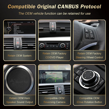 RoadTop Wireless CarPlay Android Auto For BMW Series 1 E81 E82 E87 E88 CCC CIC System Multimedia Display Screen