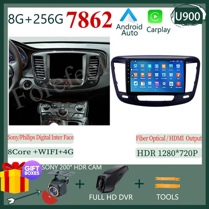 Auto Stereo Android 14 For Chrysler 200 200C 200S 2015 - 2019 Car Radio Navigation GPS Touch QLED Screen DVD Video Player DSP BT