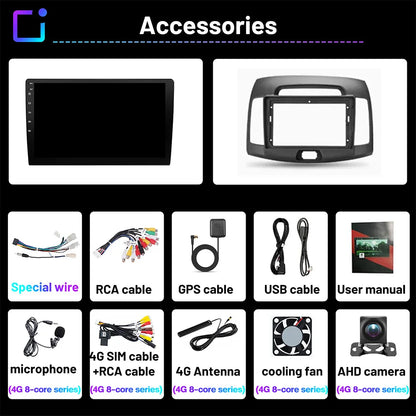 2Din Car Radio Android 13 Multimedia Player GPS Navigation Stereo Carplay Bluetooth Autoradio For Hyundai Elantra 4 2006-2012