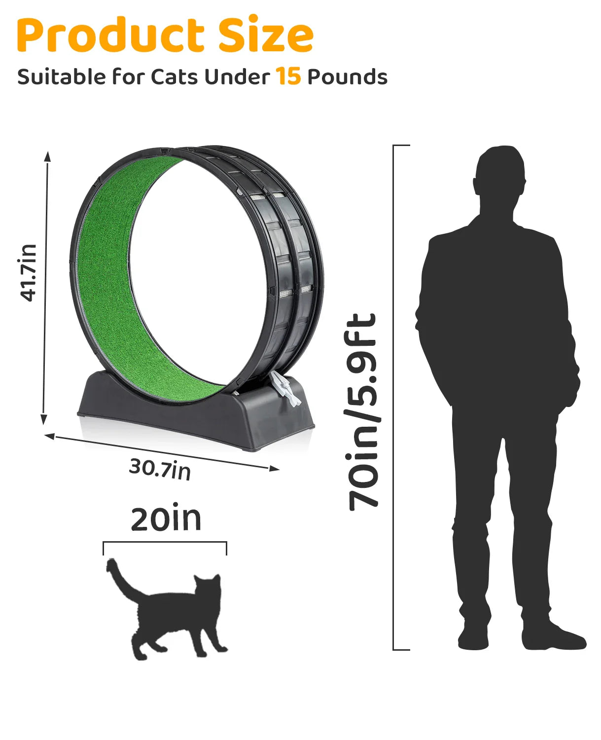Cat exercise wheels, 39 inch indoor cat wheels, cat treadmill wheels with carpet running track, used for daily exercise of cats