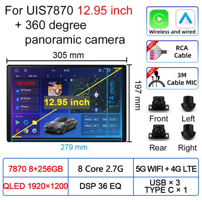 Upgradation UIS 7870 Android 11 13 inch Car Multimedia AI Voice mp5 Palyer gps navigation Carplay Auto Stereo Radio Head Unit