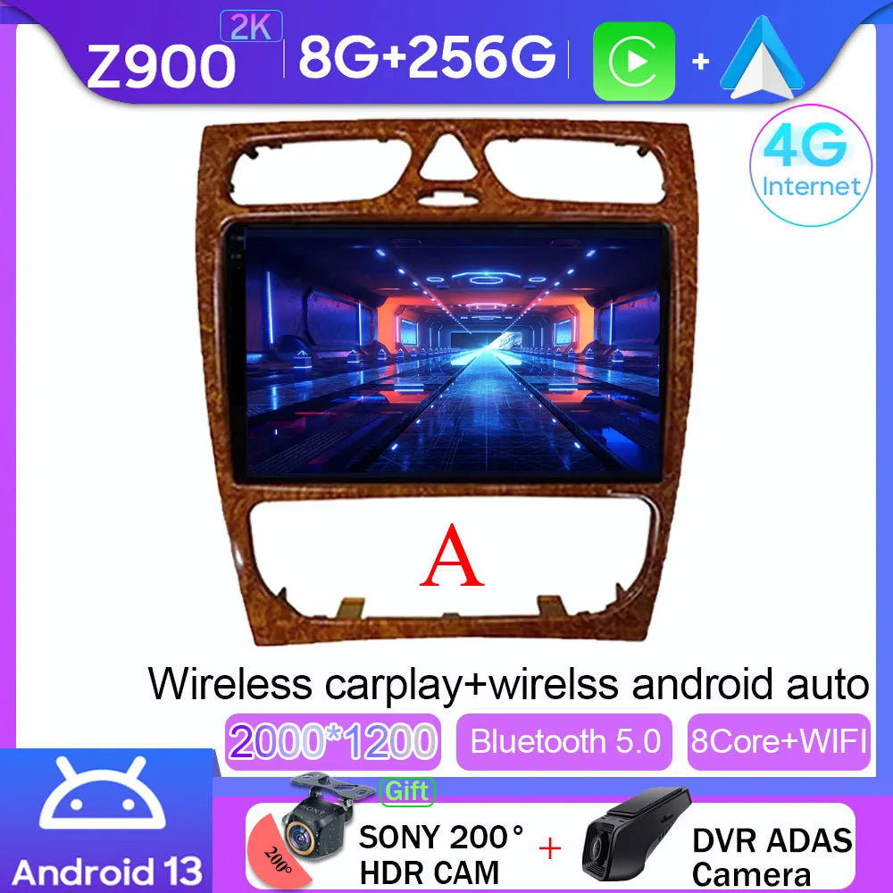 Android 14 wifi+4G Carplay BT Car Radio For Benz W203 W209 C180 C200 C220 C230 2004-2011 Navigation GPS Video Player Multimedia
