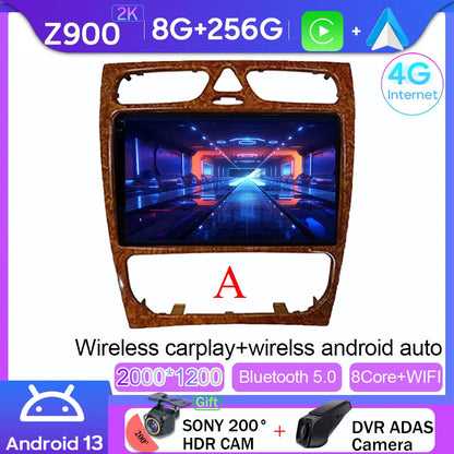Android 14 wifi+4G Carplay BT Car Radio For Benz W203 W209 C180 C200 C220 C230 2004-2011 Navigation GPS Video Player Multimedia