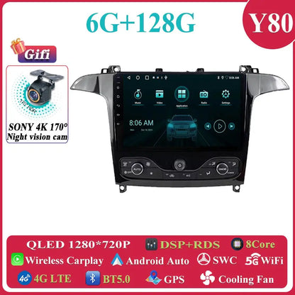 Android 14 Car Multimedia Video Player For Ford S Max S-MAX 2006 - 2015 For Ford Galaxy 2014 Car Radio Stereo Navigation GPS DVD