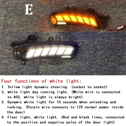 FOR Prius Wish Myvi Crown REIZ  Side Mirror Signal Blinker dynamic blue light white light yellow fluorescent lamp welcome light