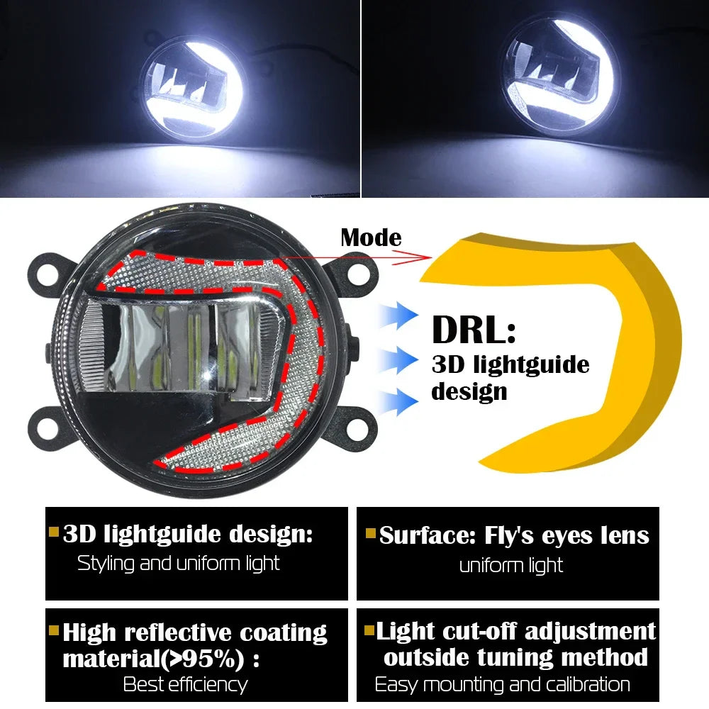 2IN1 30W Car Front Bumper LED Fog Light with Daylight DRL Function For Ram ProMaster 1500 2500 3500 (City Van) 2015-2021