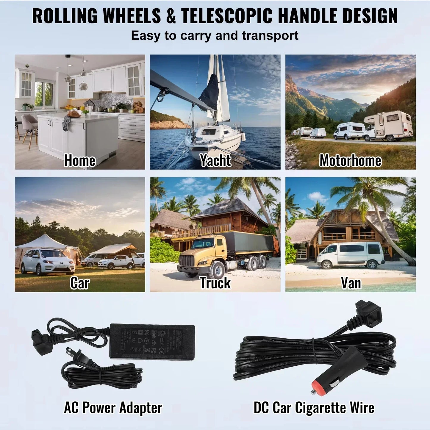 VEVOR 40L/50L/58L Portable Car Refrigerator, 12V Dual Zone Portable Freezer, Compressor Cooler for Outdoor Camping RV Car