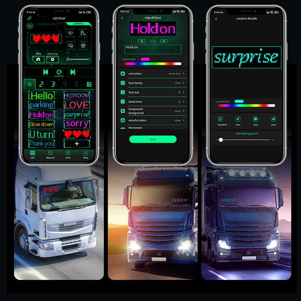 2PCS LED Car Windshield Decoration Light Dynamic Devil Eyes Scrolling Advertising DIY Animation Flexible Matrix Pixel Display