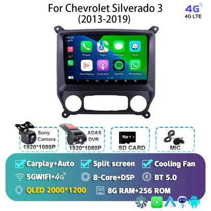 Android 14 Carplay Auto Car Radio Multimedia For Chevrolet Silverado 3 GMTK2 2014 2015 2016 2017 2018 Autoradio Stereo Head Unit