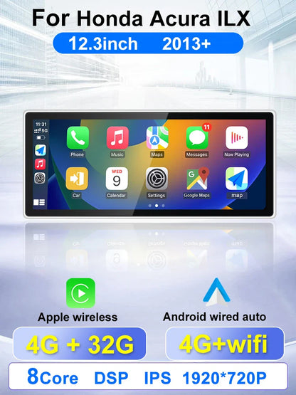 For Honda Acura ILX 2013-2014-2015-2021 Car Radio Multimedia Video Player Stereo, 12.3-inch Android GPS Navigation DSP Carplay
