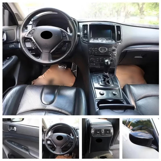 Car interior trims for Infiniti G25 G37 10-13 modified Carbon fiber pattern Air conditioning panel interior Auto interior