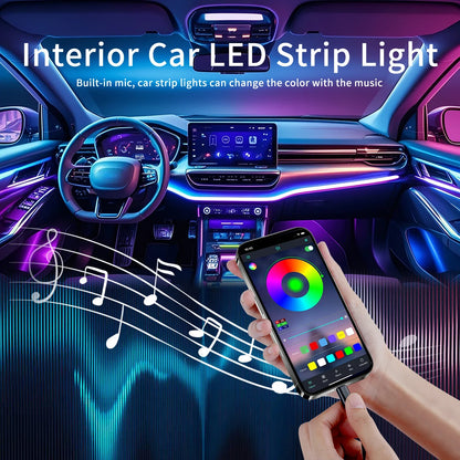 Interior Car LED Strip Lights APP Control, 5 in 1 RGB 16 Million Customized Colors Ambient Lighting Kit with 236 inches Fiber