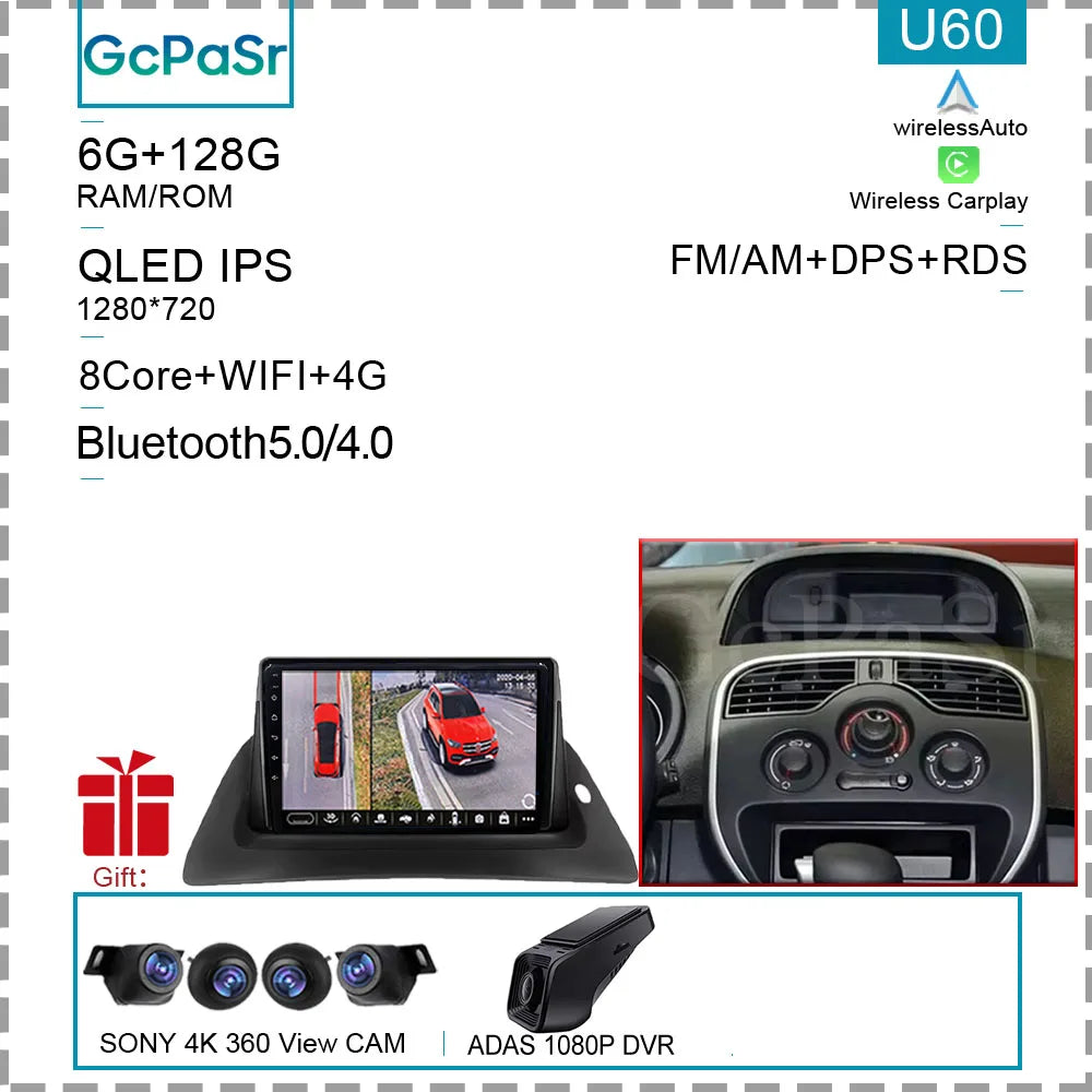 Car Radio Android For Renault kangoo 2008 2009 2010 2011 2012 2013 2014 2015 - 2018 Multimedia Player GPS Carplay Android Auto