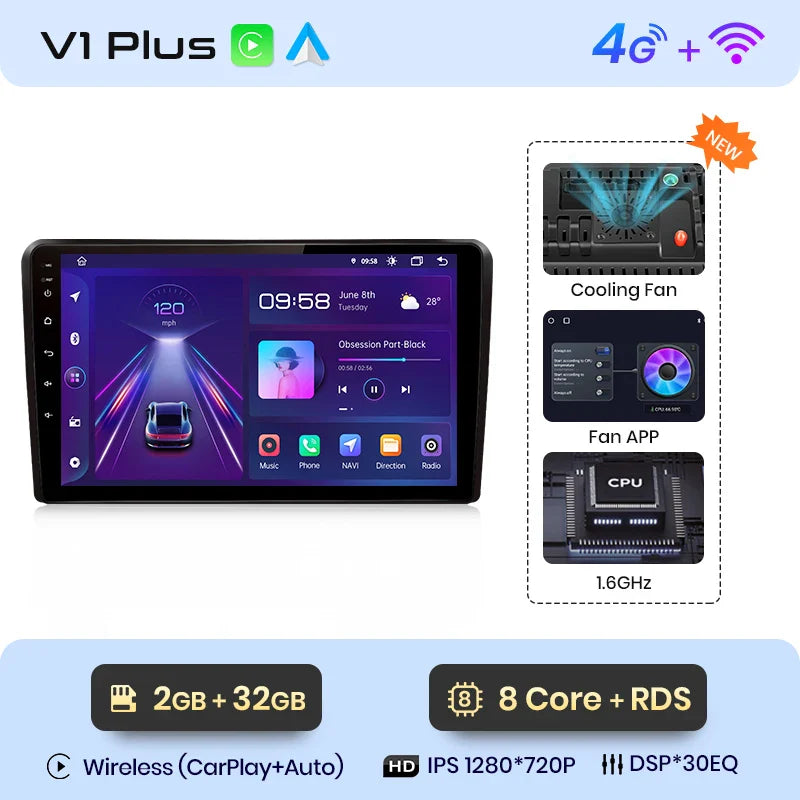 Junsun Car Stereo For Dodge RAM 1500 2013-2019 Intelligent System Wireless Carplay Android Auto GPS Navigation WiFi 4G DSP SWC