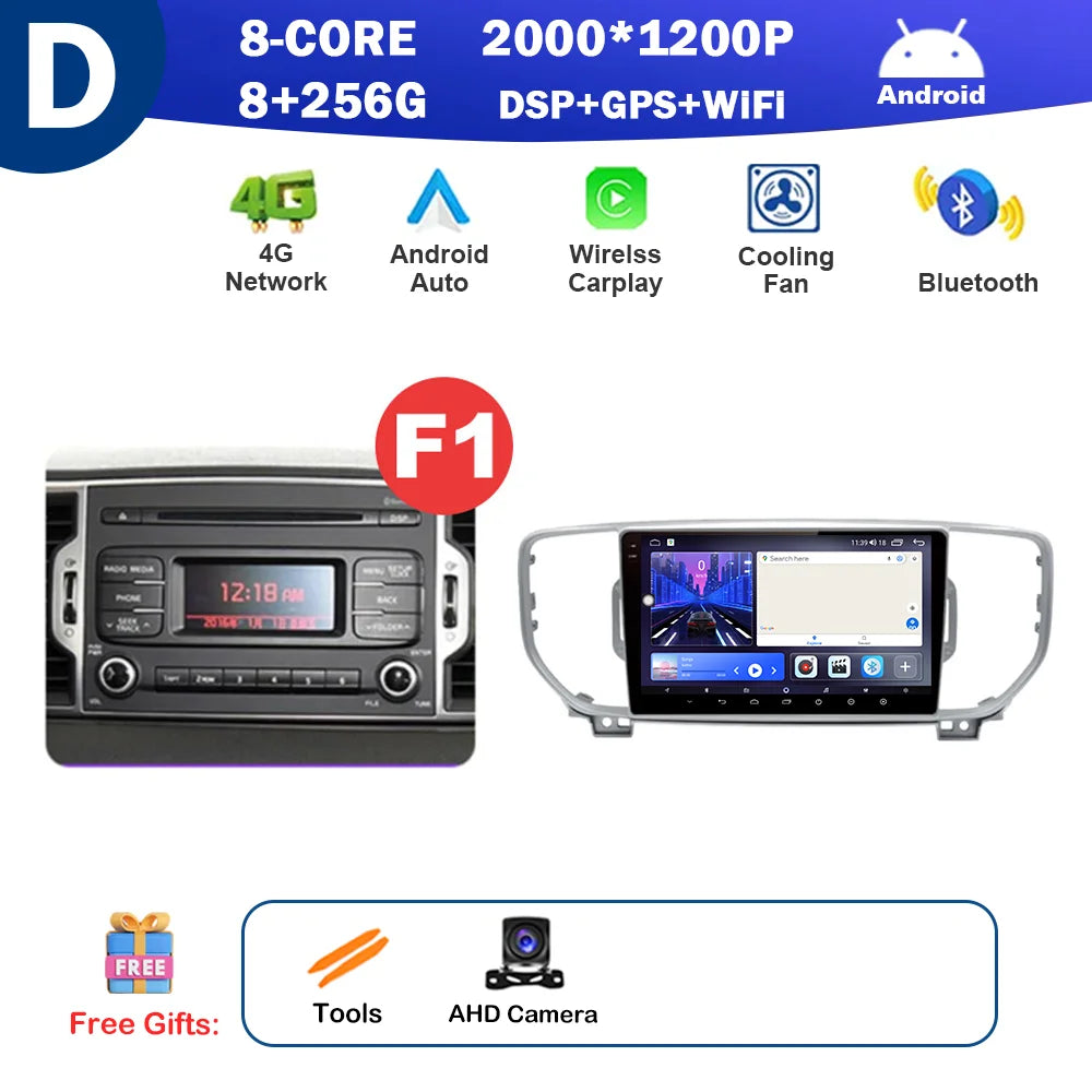 9 inch for KIA Sportage 4 QL 2016 2017 2018 Android Auto Navigation GPS Split Screen Wireless Carplay DSP Stereo Bluetooth WiFi