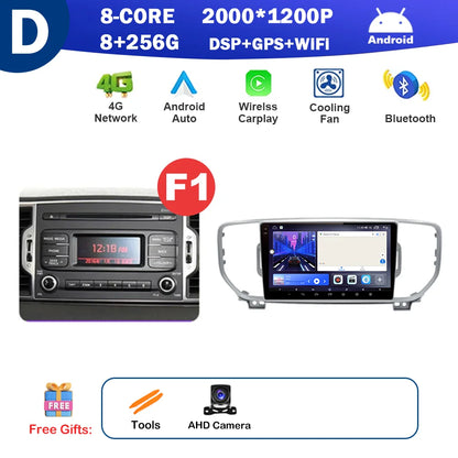 9 inch for KIA Sportage 4 QL 2016 2017 2018 Android Auto Navigation GPS Split Screen Wireless Carplay DSP Stereo Bluetooth WiFi