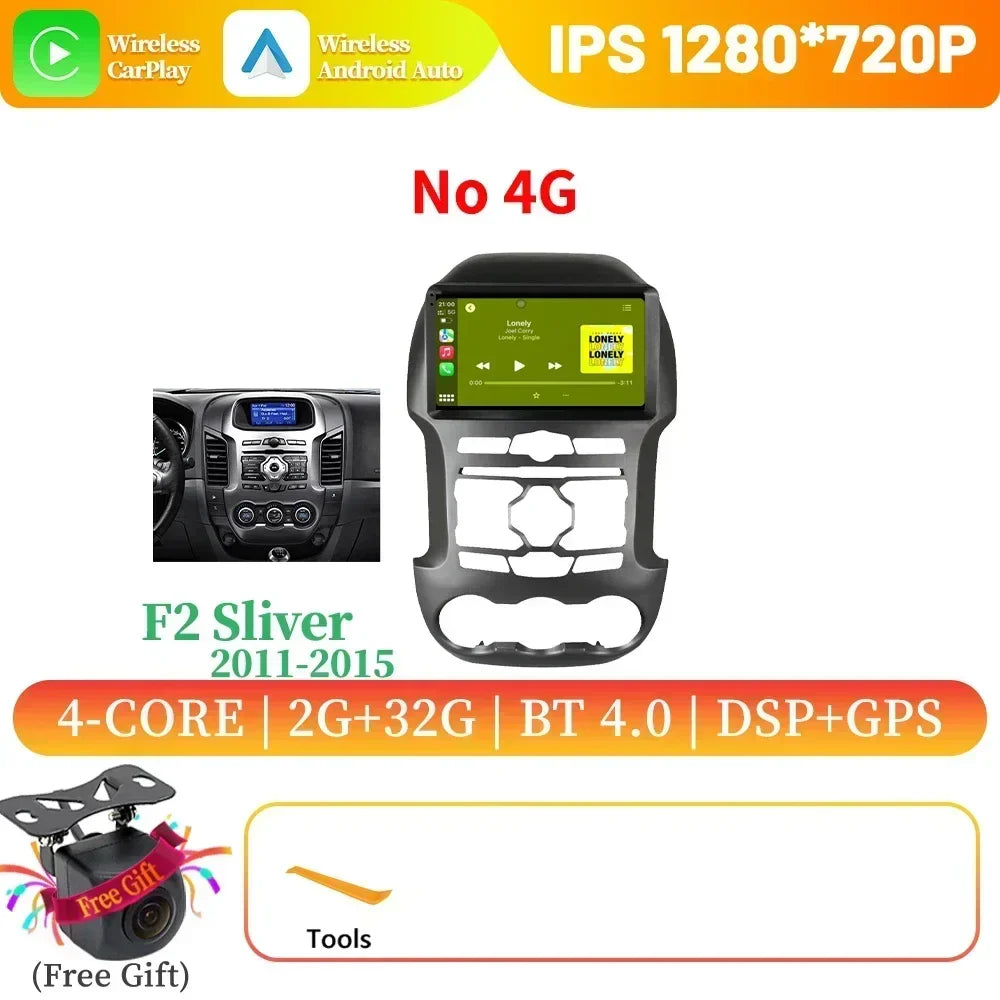 Android 14 For Ford Ranger 3 2011-2015 Car Radio Multimedia Navigation 4G GPS Bluetooth Wireless Carplay Head Unit Screen Stereo