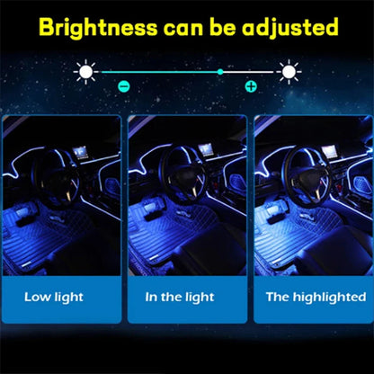 Car LED Interior Atmosphere Lights Universal RGB Ambient Light Optic Fiber APP Music Control Auto Decorative Neon Lamp