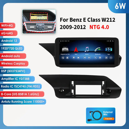 2Din AI Carplay Android Auto Car Radio For Mercedes Benz W212 NTG 4.0 4.5 5.0 2009-2016 E-Class E200 E230 E260 E300 S212 4G GPS
