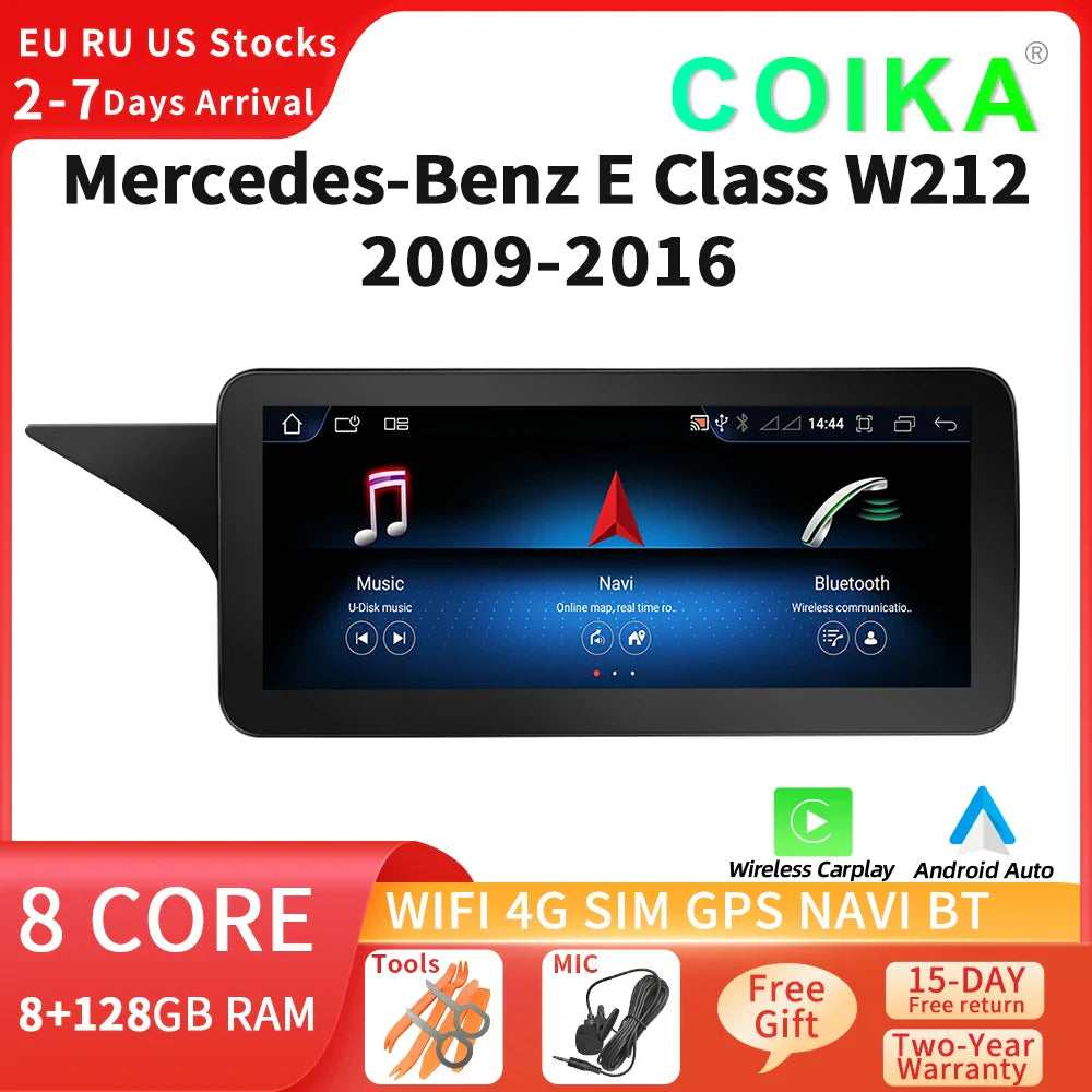 8 Core Android System Car GPS Navi Screen For Mercedes W212 2009-2016 WIFI SIM 8+128GB BT Carplay IPS Screen Multimedia Player