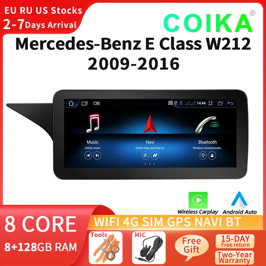 8 Core Android System Car GPS Navi Screen For Mercedes W212 2009-2016 WIFI SIM 8+128GB BT Carplay IPS Screen Multimedia Player