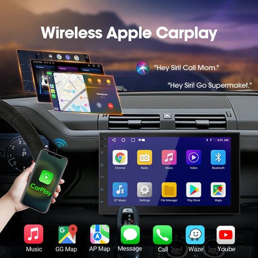 7" Double Din Car Stereo with Wireless CarPlay & Android Auto, Car Radio with BT 4.1/Backup Camera/Mirror Link/GPS/WiFi/FM/AM