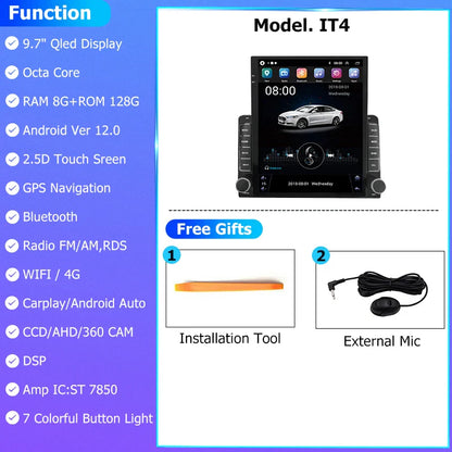 9.7" Vertical Style Tesla Screen Android 12 Car Radio For Hyundai Azera 2006-2010 GPS Navigation Multimedia Video Player