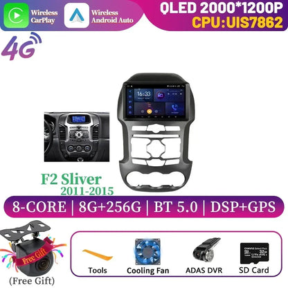 Android 14 For Ford Ranger 3 2011-2015 Car Radio Multimedia Navigation 4G GPS Bluetooth Wireless Carplay Head Unit Screen Stereo